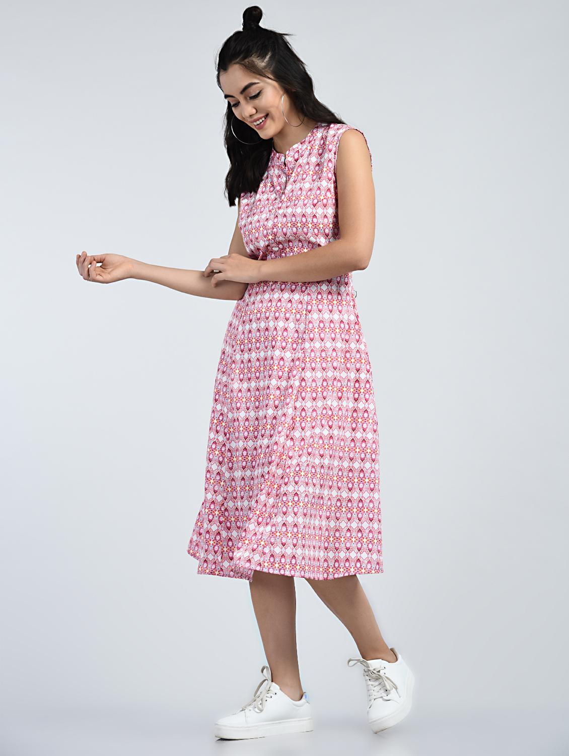 mandarin collar a-line dress - 15121404 - Zoom Image - 4