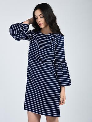 bell sleeved striped shift dress - 15121408 - Standard Image - 2