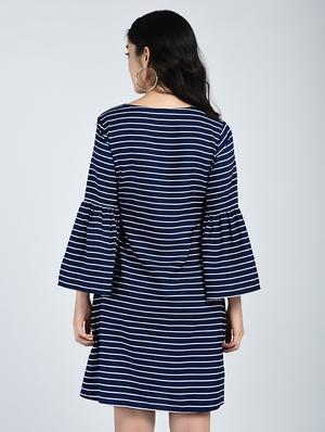 bell sleeved striped shift dress - 15121408 - Standard Image - 3