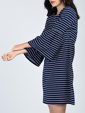 bell sleeved striped shift dress - 15121408 - Standard Image - 5