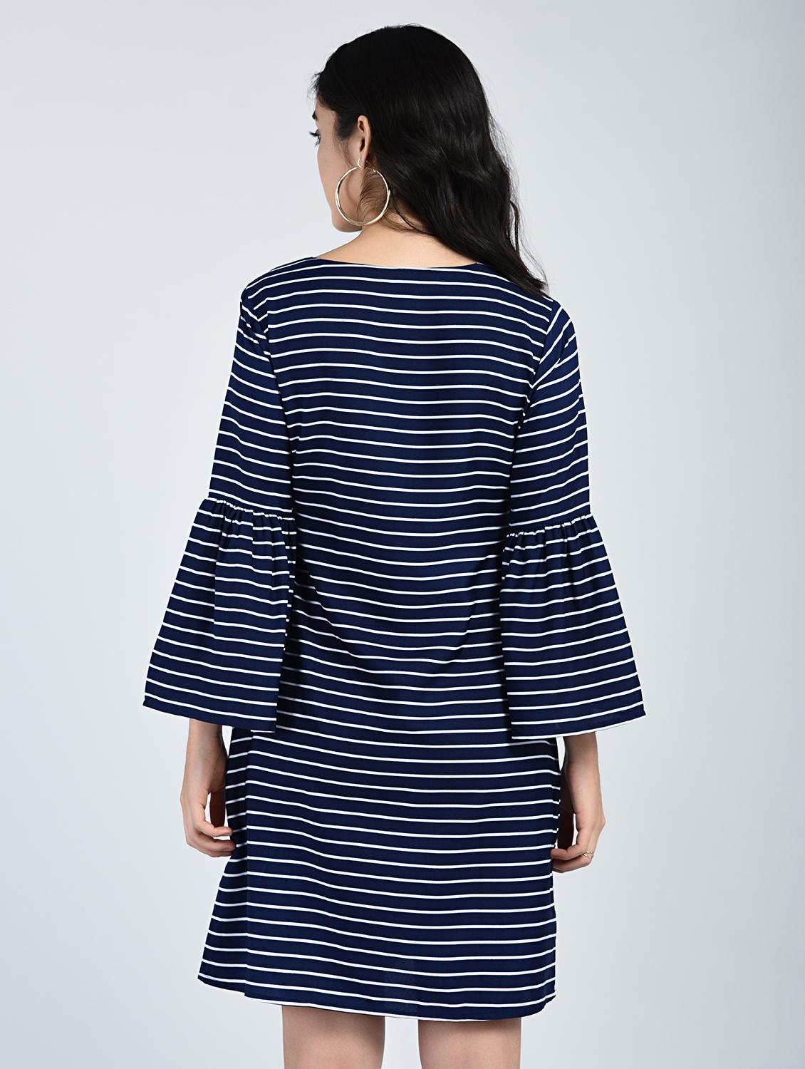 bell sleeved striped shift dress - 15121408 - Zoom Image - 3