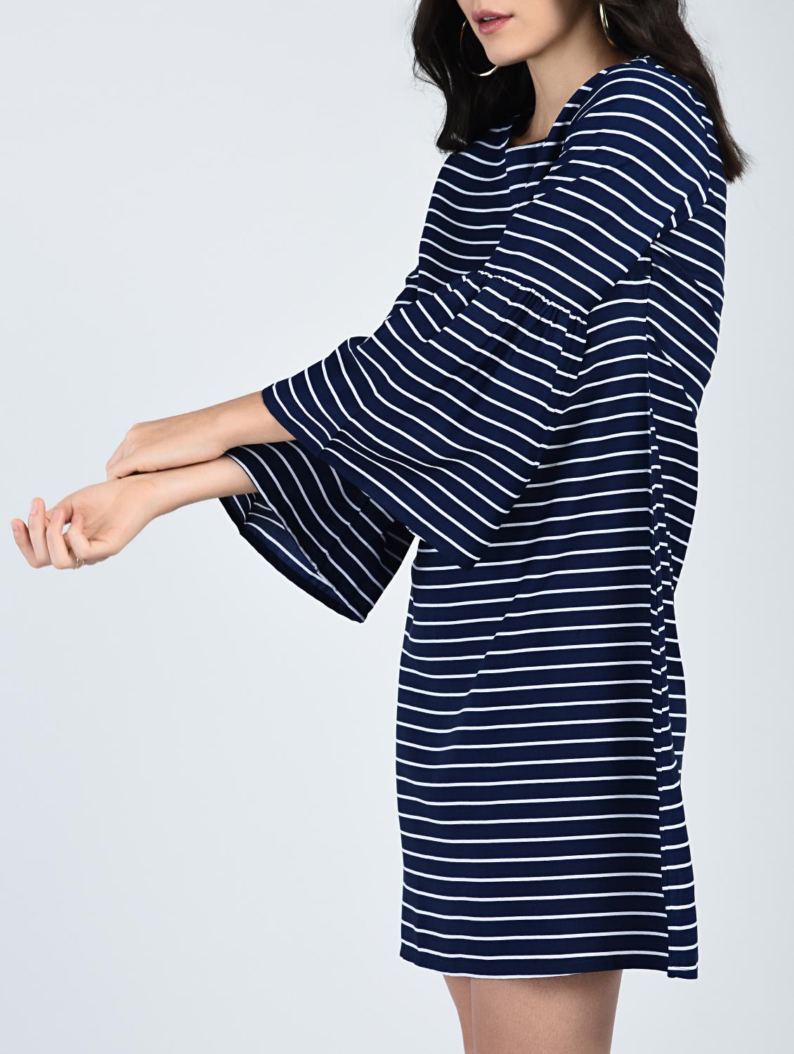 bell sleeved striped shift dress - 15121408 - Zoom Image - 5