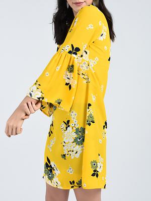 bell sleeved floral shift dress - 15121409 - Standard Image - 5