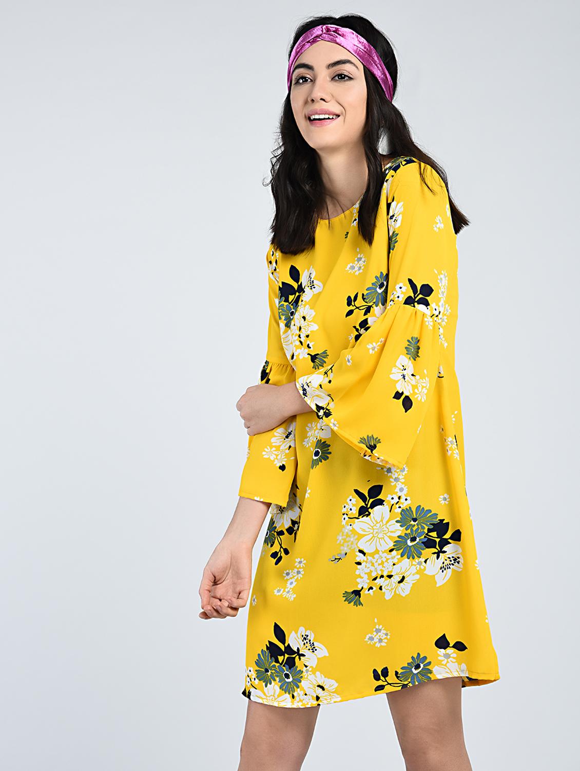bell sleeved floral shift dress - 15121409 - Zoom Image - 2