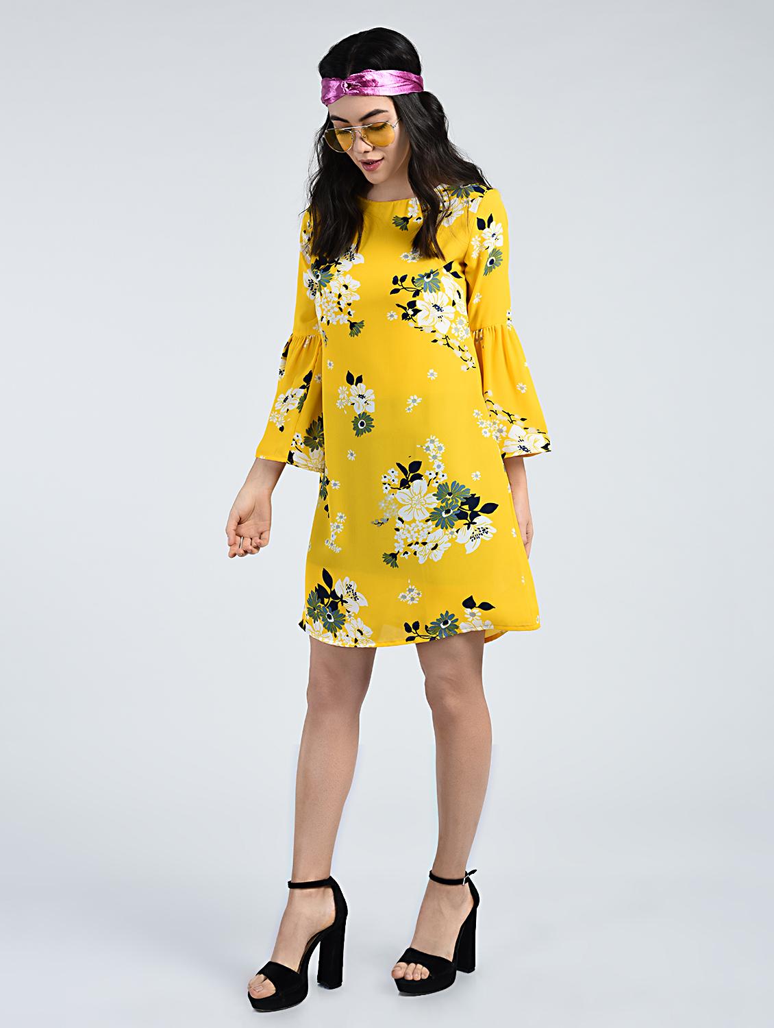 bell sleeved floral shift dress - 15121409 - Zoom Image - 4