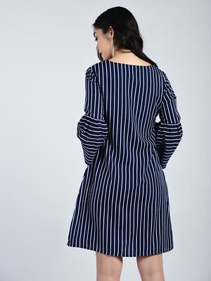 bell sleeved striped shift dress - 15121410 - Standard Image - 3
