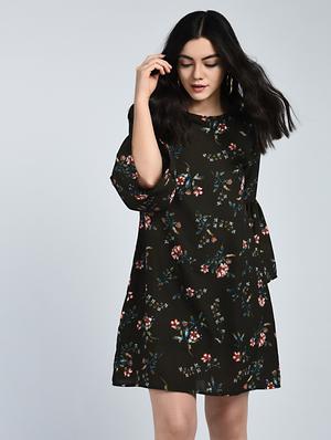 bell sleeved floral shift dress - 15121413 - Standard Image - 1