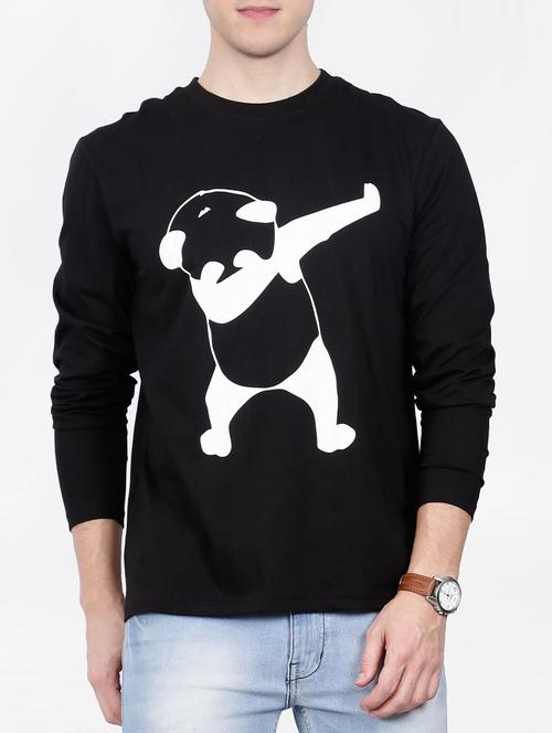black cotton chest print tshirt - 15121689 - Very Small Image - 1