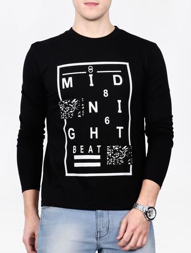 black cotton front print t-shirt - 15121692 - Very Small Image - 1