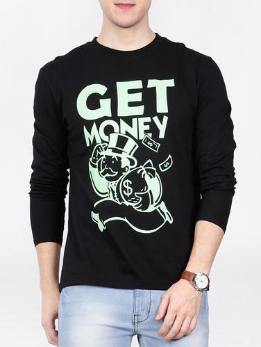 black cotton front print t-shirt - 15121693 - Very Small Image - 1