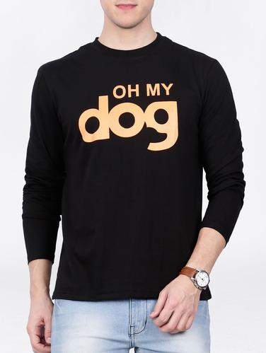 black cotton chest print tshirt - 15121695 - Very Small Image - 1