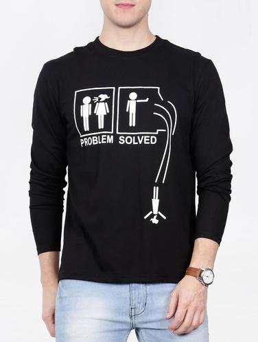 black cotton chest print tshirt - 15121697 - Very Small Image - 1