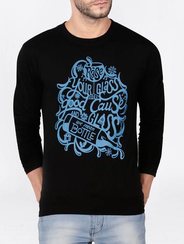 black cotton front print t-shirt - 15121699 - Very Small Image - 1