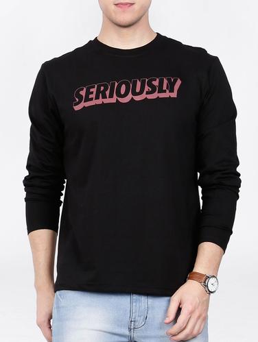 black cotton chest print tshirt - 15121701 - Very Small Image - 1