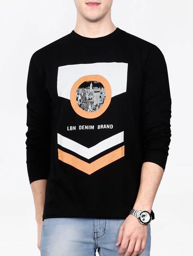 black cotton front print t-shirt - 15121705 - Very Small Image - 1
