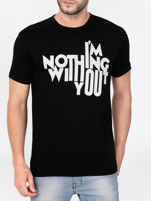 black cotton chest print tshirt - 15121709 - Standard Image - 1
