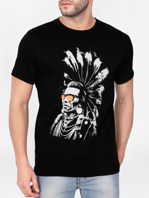 black cotton chest print tshirt - 15121712 - Standard Image - 1