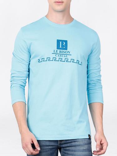 turquoise cotton chest print t-shirt - 15121713 - Very Small Image - 1