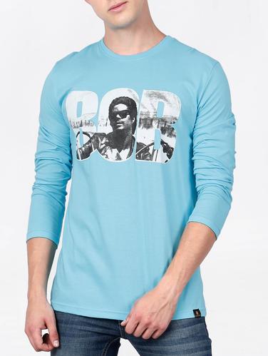blue cotton chest print tshirt - 15121717 - Very Small Image - 1
