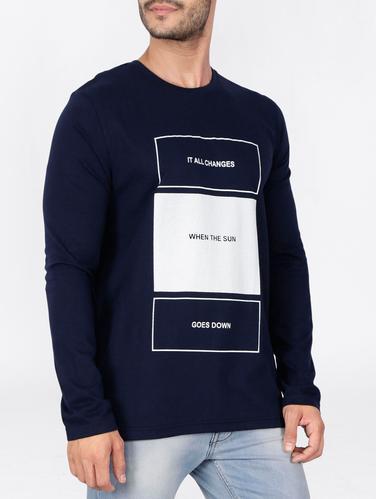 blue cotton front print t-shirt - 15121718 - Very Small Image - 1