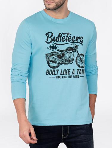 blue cotton chest print tshirt - 15121720 - Very Small Image - 1