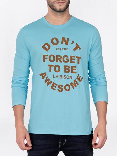 blue cotton chest print tshirt - 15121722 - Very Small Image - 1