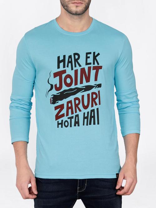 blue cotton chest print tshirt - 15121725 - Standard Image - 1