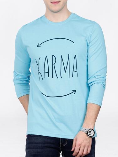 blue cotton chest print tshirt - 15121733 - Very Small Image - 1