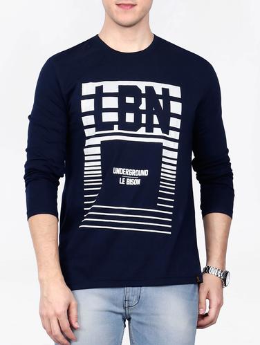 blue cotton front print t-shirt - 15121735 - Very Small Image - 1