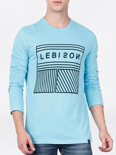 turquoise cotton chest print t-shirt - 15121736 - Very Small Image - 1