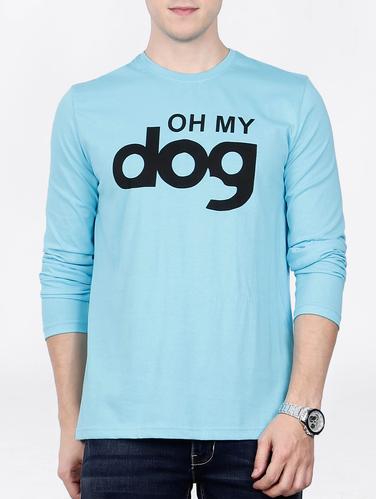 blue cotton chest print tshirt - 15121740 - Very Small Image - 1