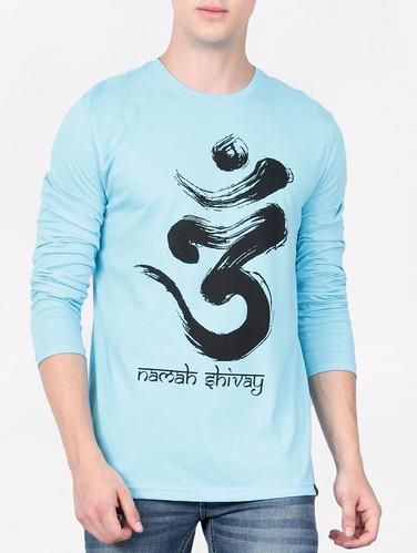blue cotton chest print tshirt - 15121741 - Very Small Image - 1