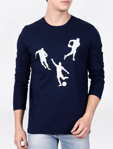 blue cotton chest print tshirt - 15121744 - Very Small Image - 1
