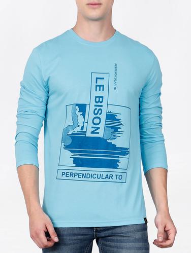 blue cotton chest print tshirt - 15121749 - Very Small Image - 1