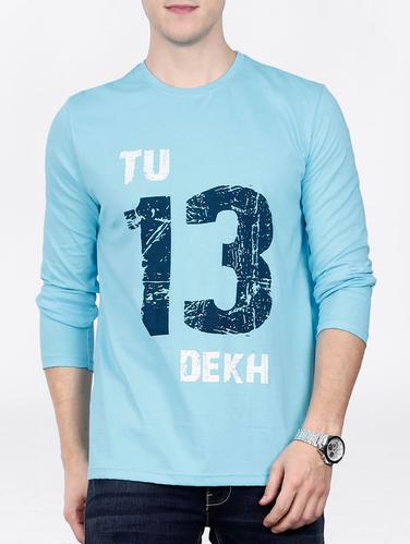 blue cotton chest print tshirt - 15121750 - Very Small Image - 1