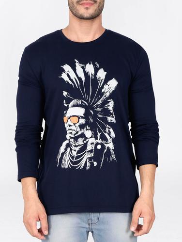 blue cotton front print t-shirt - 15121752 - Very Small Image - 1