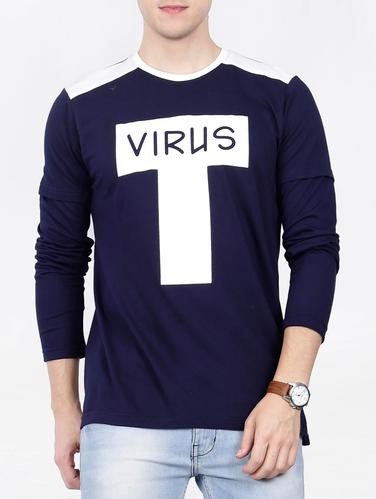 blue cotton chest print tshirt - 15121753 - Very Small Image - 1