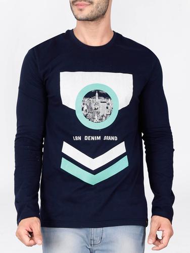 blue cotton front print t-shirt - 15121754 - Very Small Image - 1
