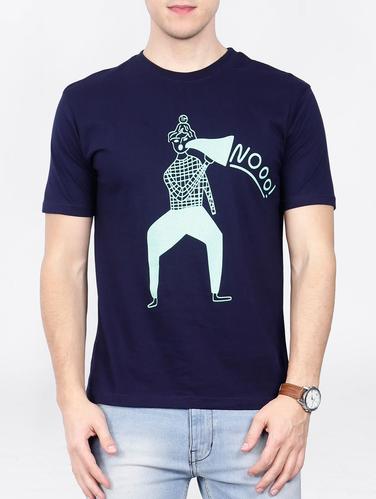 blue cotton chest print tshirt - 15121757 - Very Small Image - 1