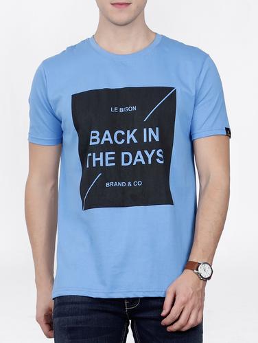 blue cotton chest print tshirt - 15121758 - Very Small Image - 1