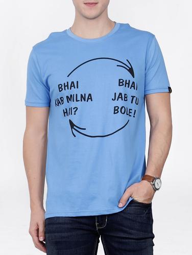 blue cotton chest print tshirt - 15121759 - Very Small Image - 1