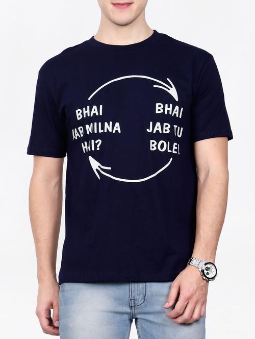 blue cotton chest print tshirt - 15121760 - Standard Image - 1