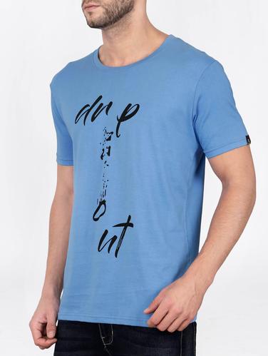 blue cotton front print t-shirt - 15121761 - Very Small Image - 1