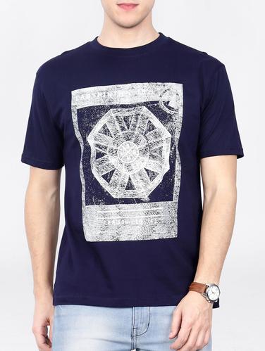 blue cotton front print t-shirt - 15121773 - Very Small Image - 1