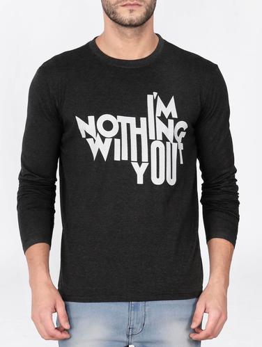 black cotton chest print tshirt - 15121774 - Very Small Image - 1