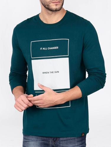 blue cotton front print t-shirt - 15121778 - Very Small Image - 1