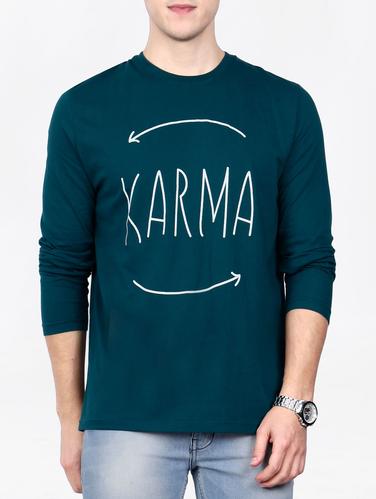 blue cotton chest print t-shirt - 15121783 - Very Small Image - 1