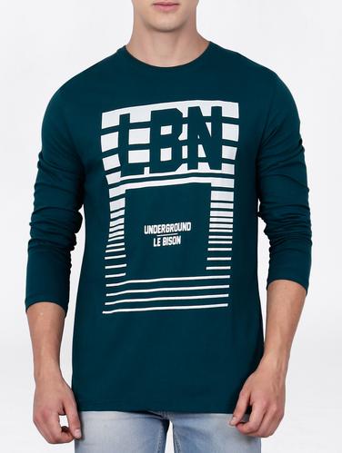blue cotton front print t-shirt - 15121784 - Very Small Image - 1