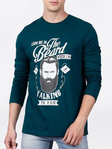 blue cotton front print t-shirt - 15121786 - Very Small Image - 1