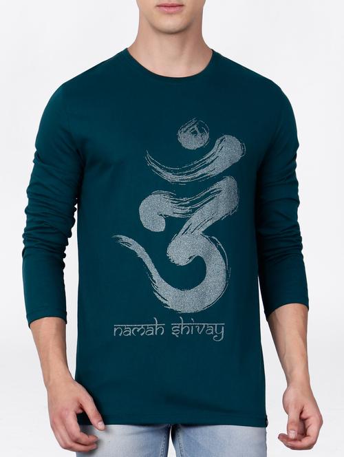 blue cotton front print t-shirt - 15121788 - Very Small Image - 1